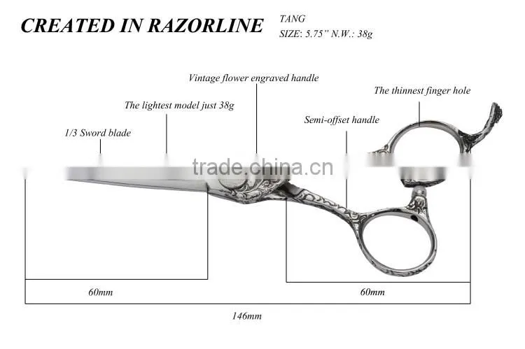 Razorline Tang Vintage Professional hair barber scissor, hottest hair cutting scissor, Japanese hand made hair scissor