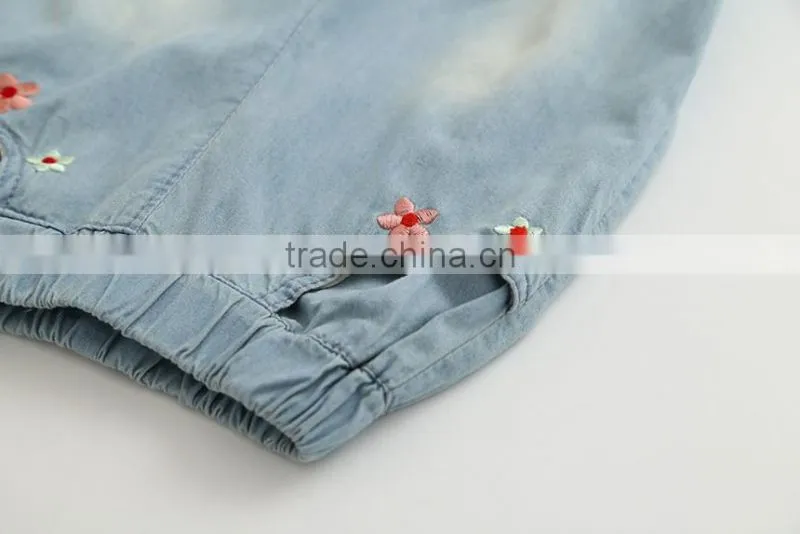 Wholesale Baby Girl Clothes 2016 New Summer Girl Jeans Lovely Little Girl Flower embroidery Jeans