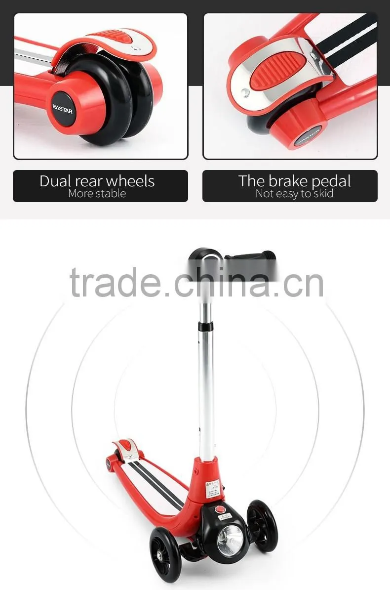 Rastar kid toy china stunt toy flash light scooter 3 wheels