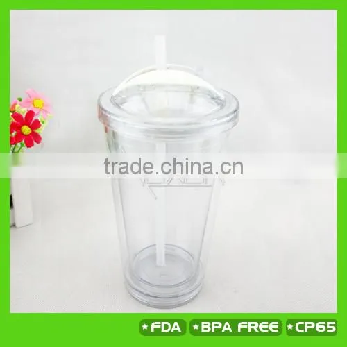 16oz double wall plastic tumbler with dome lid and straw ,NEW PRODUCT