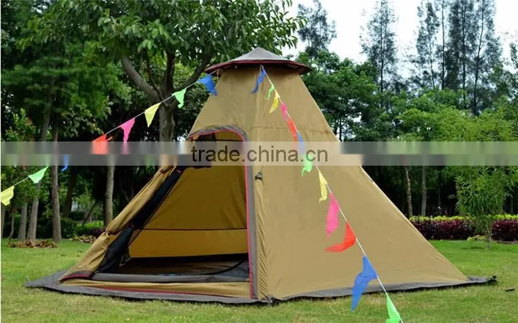 Camper Trailers Indian Double Pole Camping Layer 3 4 Person Rainproof Double Bell Tent