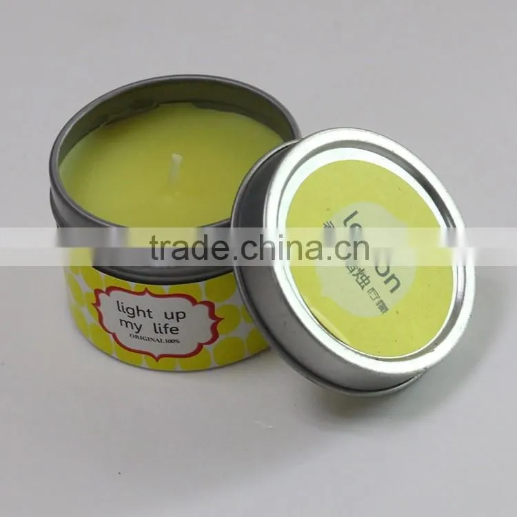 Metal tin candle with metal lid