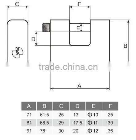Security Armoured Rectangular Shackle Brass Padlock
