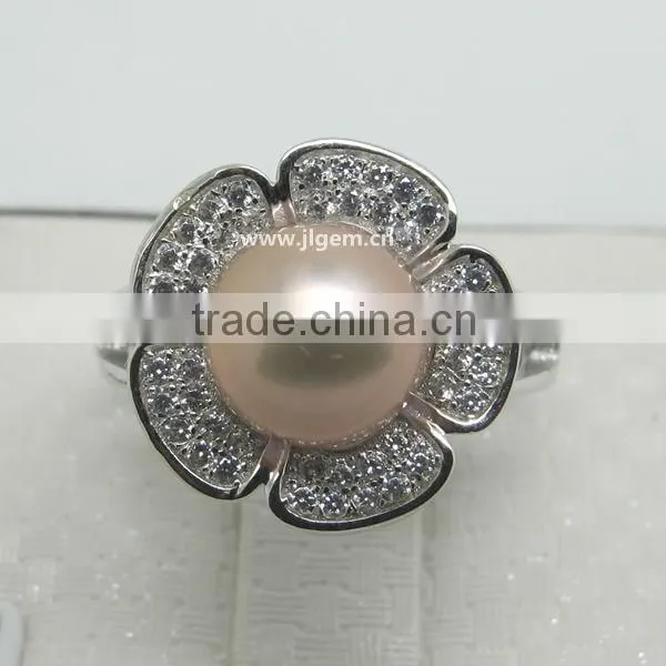 Elegance Pearl Flower 925 Sterling Silver Ring Jewelry For Fashion Party