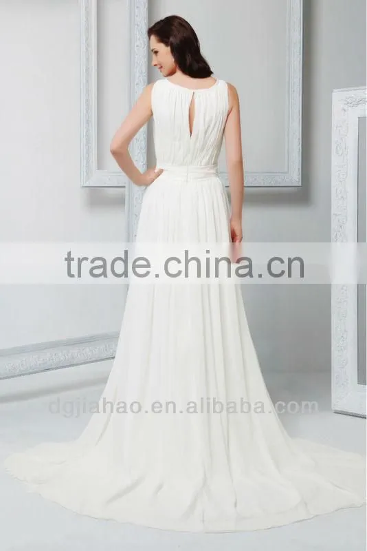Bateau Ruched A Line White Wedding Dresses 2013