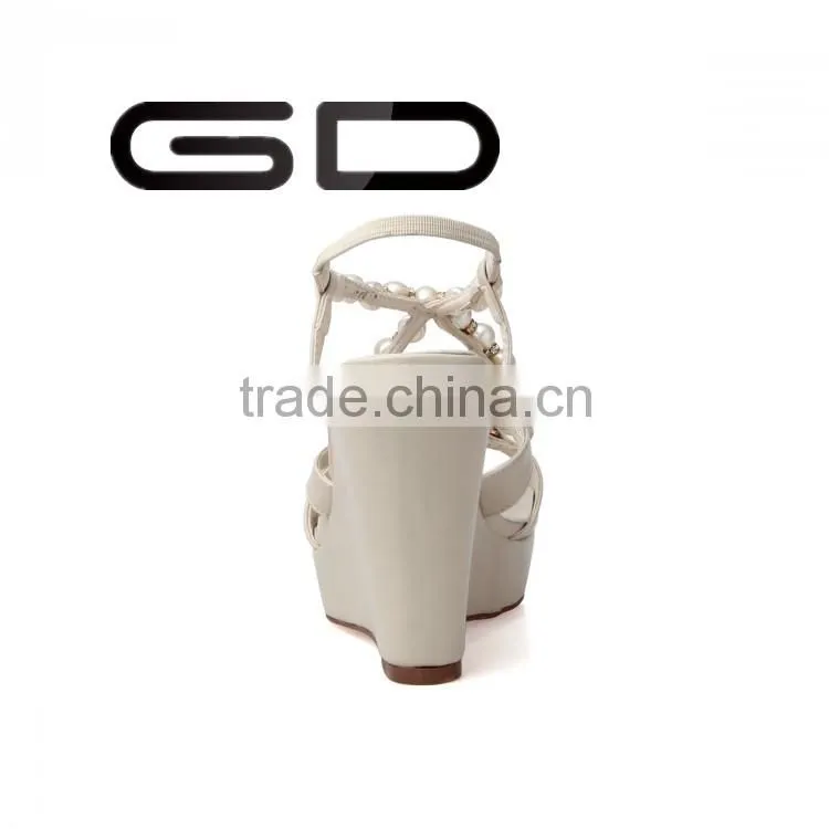 GDSHOE korean girls nude wedge beach beaded sandals shoes