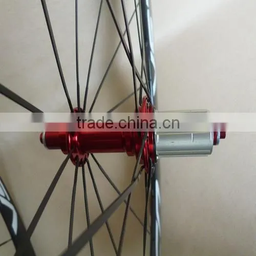 UDELSA U50 chinese carbon tubular wheels for road bike super light weight red hubs