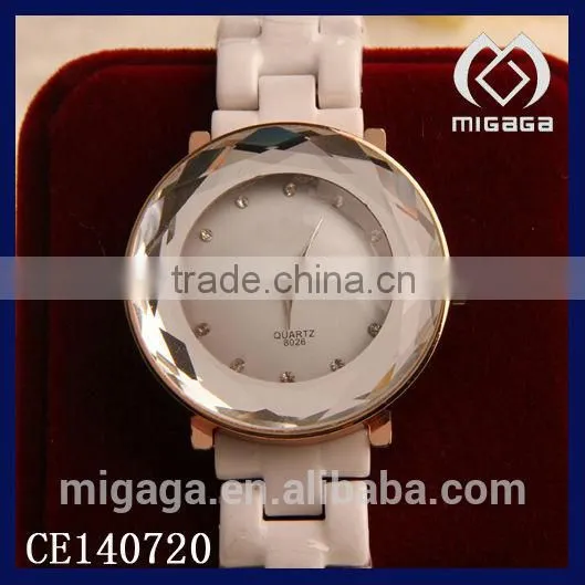 fashion gold plated case quartz watch ceramic strap*gold case ceramic watch