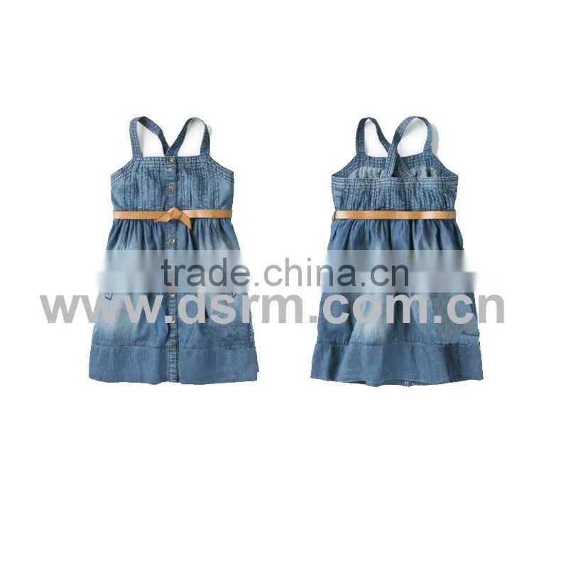 100%Cotton Denim fashion dresses for girls of 7 years old