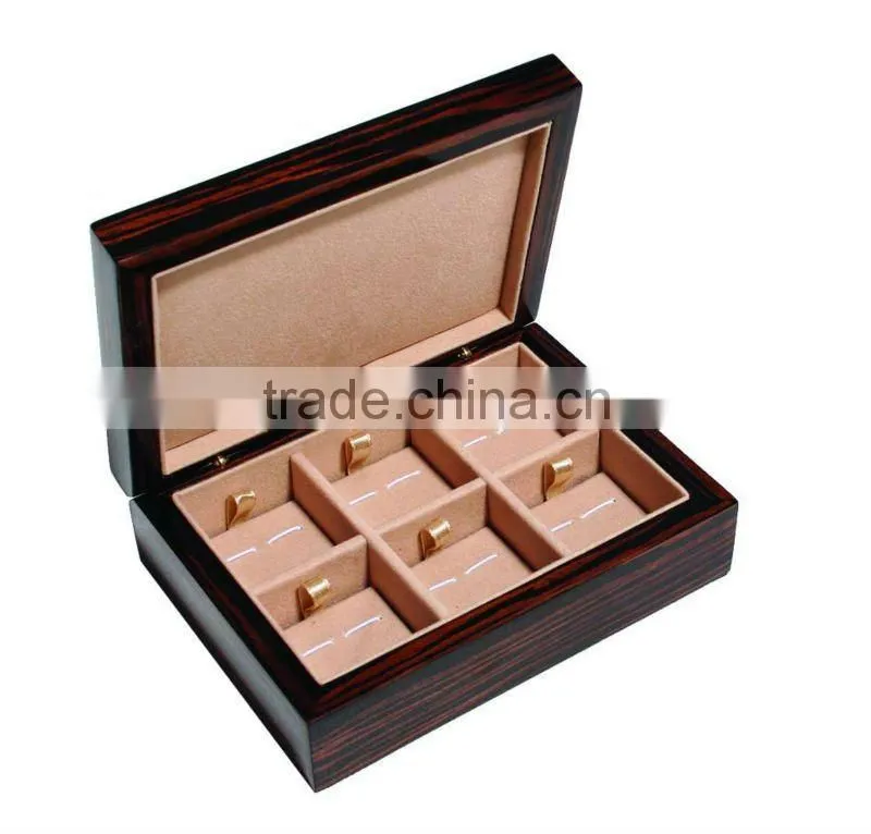 Burl wood 6 pair wooden exquisite cufflink box