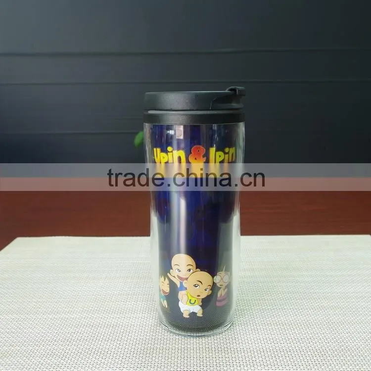 13oz custom logo double wall plastic color changing magic coffee cup
