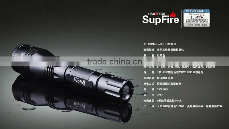 Led camping flashlight Hight power rechargeable battery