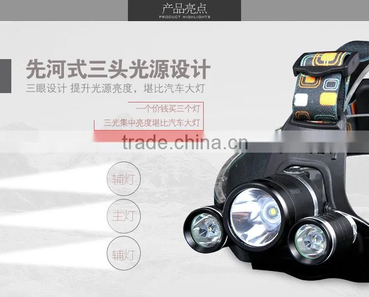 Hotsale 3t6 Headlamp High Power 18650 Powered Rechargeable Led Headlight For Outdoor Sports