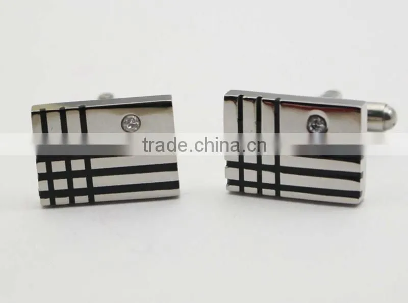 High Quality Rectangle Shape Crystal Cufflinks for Man