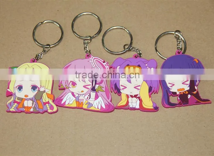 colorful 3D plastic soft pvc carton key chain