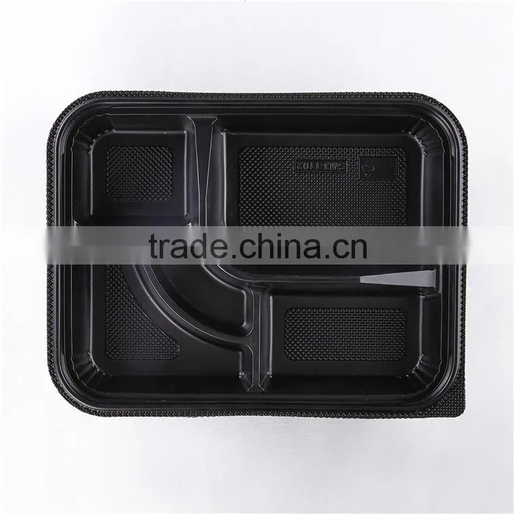 KW3-1102 Food-grade and rectangular disposable clear plastic divided food serving tray (264*204*46mm), OEM orders are welcome