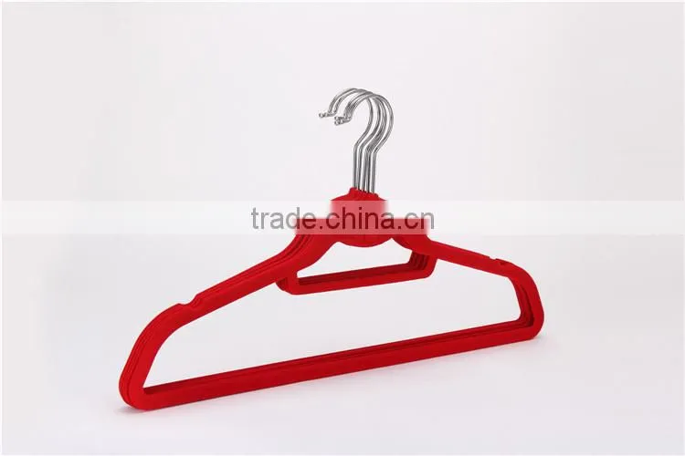 USA Supermarket Supplier Velvet Clothes Hanger with Hook and Tie Bar Standby