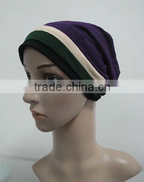 C004 new muslim underscarf with 3 lines,cotton underscarf and hats