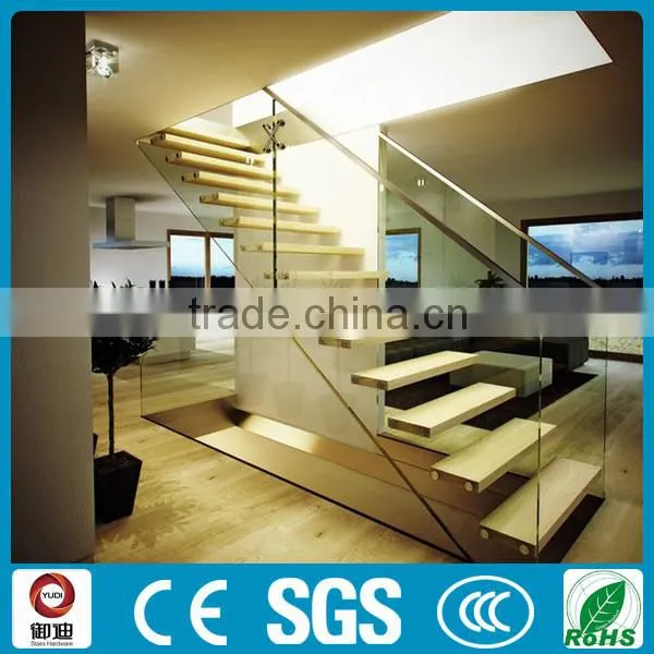 floating straight staircase ,indoor house staircase ,wood tread staircase