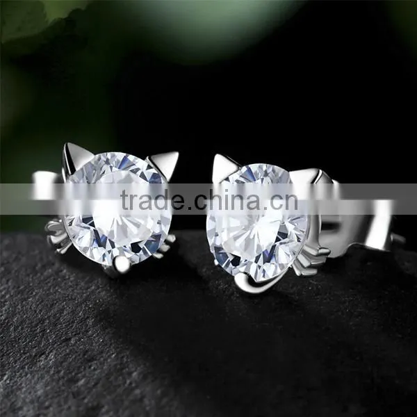925 silver fashion earring gold plated earring crystal diamond CZ pearl earring