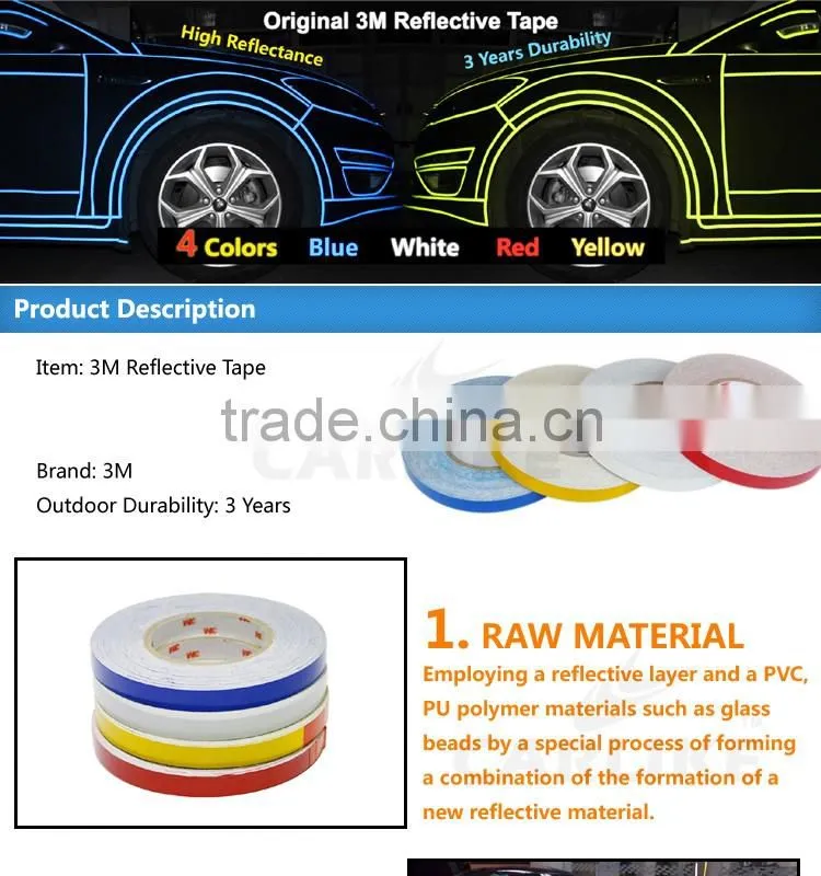 1.5CMx45.7M 3M Removable Vinyl Sticker Real 3M Reflective Car Sticker
