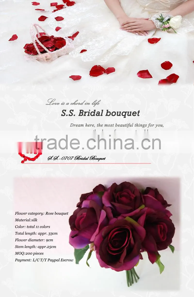 cheap wedding bouquet artificial rose wholesale