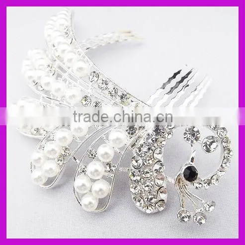 Luxurious rhinestone butterfly bridal hair comb for bride manufacturers China supplier BY 1871