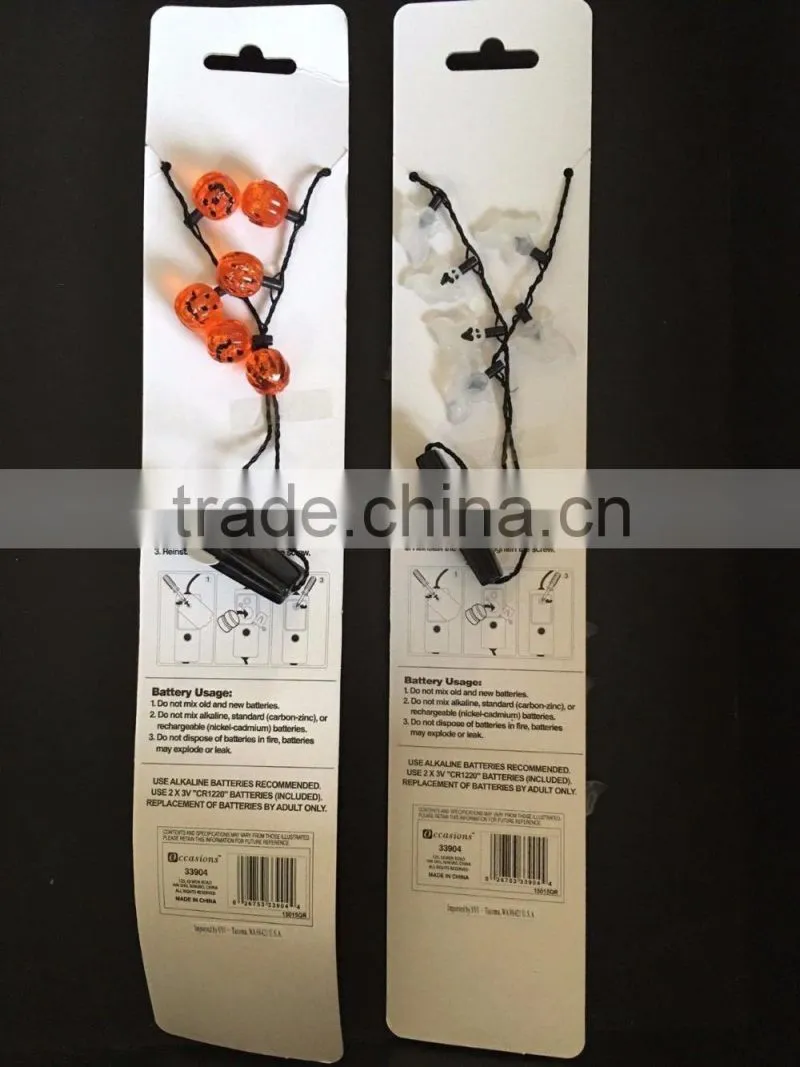 Popular Halloween Pumpkin& Ghost LED Flashing Lights Necklace with high quality