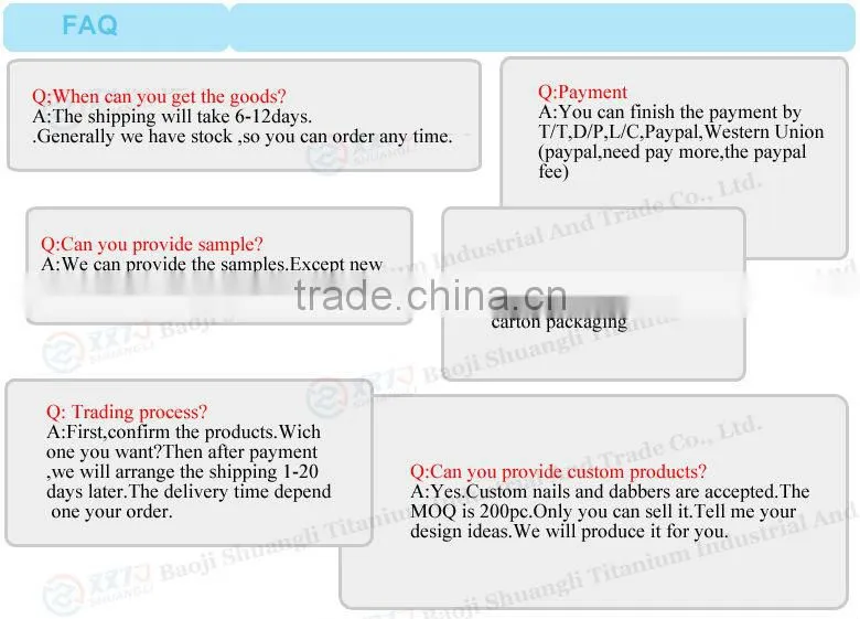 price for highly educated grade 2 domeless titanium nails for smoking accessories