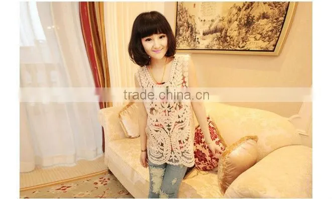 Sleeveless vest gauze embroidery, crochet hook flower lace jacket vestS04