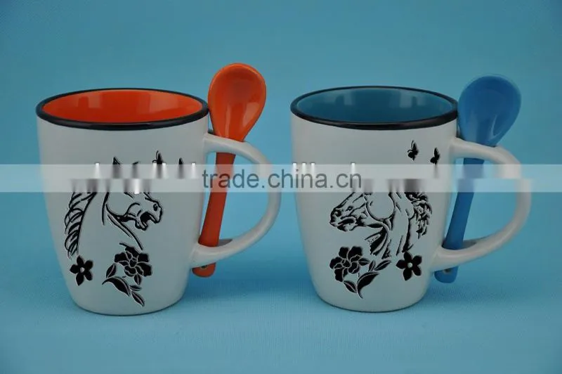 11oz ceramic mug and spoon with horse design