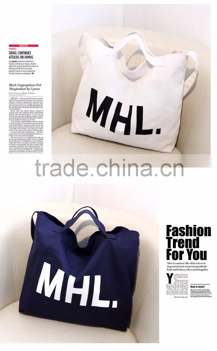 Accept custom logo canvas material single shopping bag