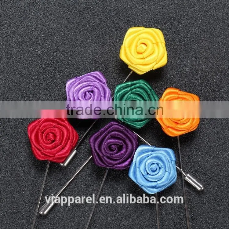 Custom handmade felt fabric rose lapel pins rolling flower pins