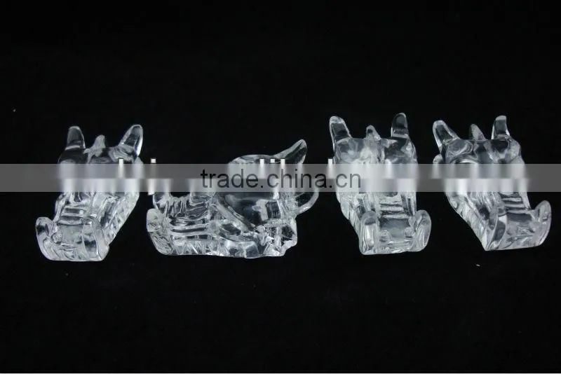 Natural Stone Clear Crystal Dragon Skull