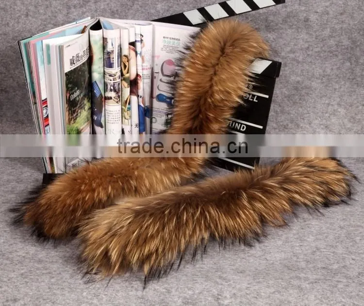 Wholesale natural Raccoon Fur Hood Trim / Detachable Fur Collars / Fur Scarf