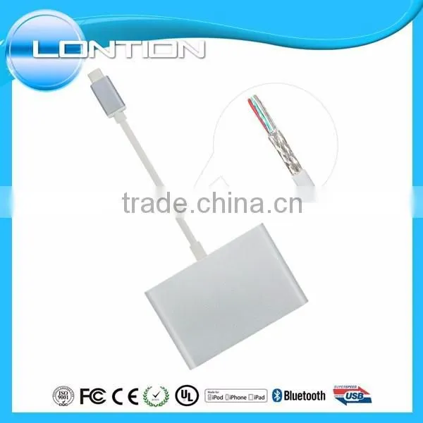 USB-C hub digital av multiport adapter type c to usb3.0 + vga + type c adapter For Apple Macbook 12" & LENOVO ZUK Z1 OTG Nexus 6