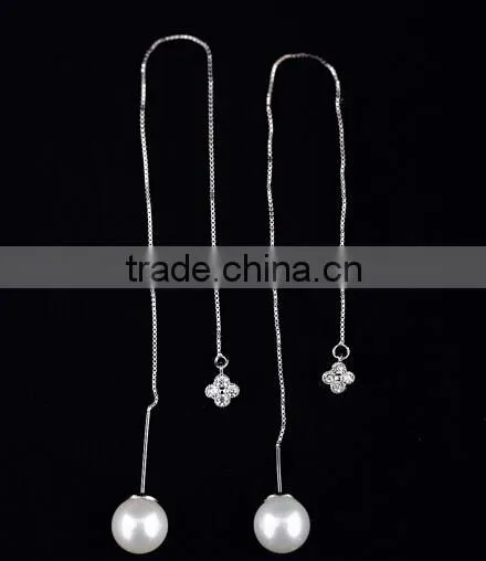 925 stering silver natural freshwater pearl earring ear line