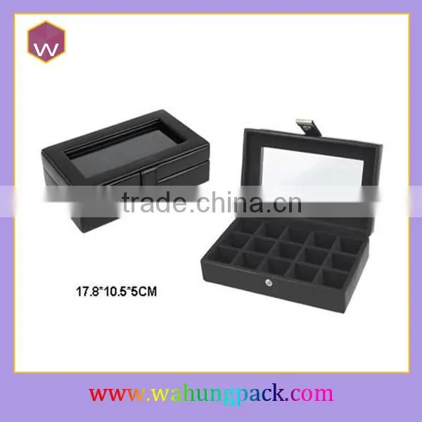 Customized Black Pu leather Large Cufflink Display Box For Sale