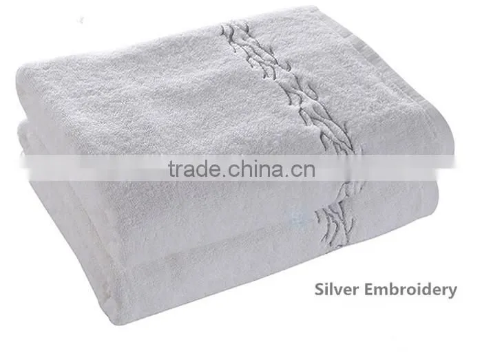 Egyptian Cotton Wholesale Factory Price White Hotel Embroidery Bath Towels