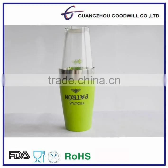 Shaker bottle with green PVC coating