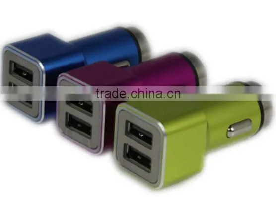 Aluminum Mini Micro Dual USB Car Charger Escape Equipment Metal Safety Hammer Shape Nipple Car Charger For Mobile Devices