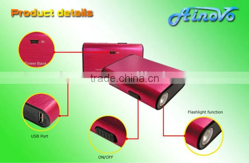 2016 Metal case flashlight function new design 5600MA power bank