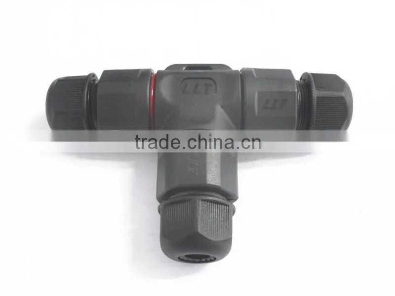 field installable screw fixing waterproof 3-way T connector Tee junction