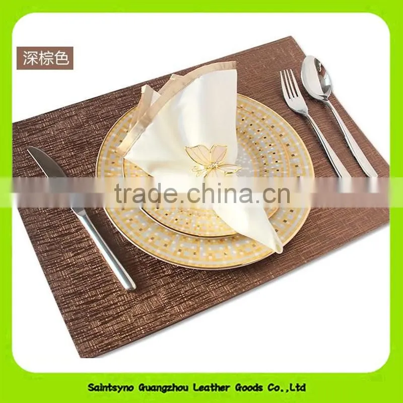 High Quality Faux Leather 4 Rectangle Coaster Set With Embossing Pattern 16022