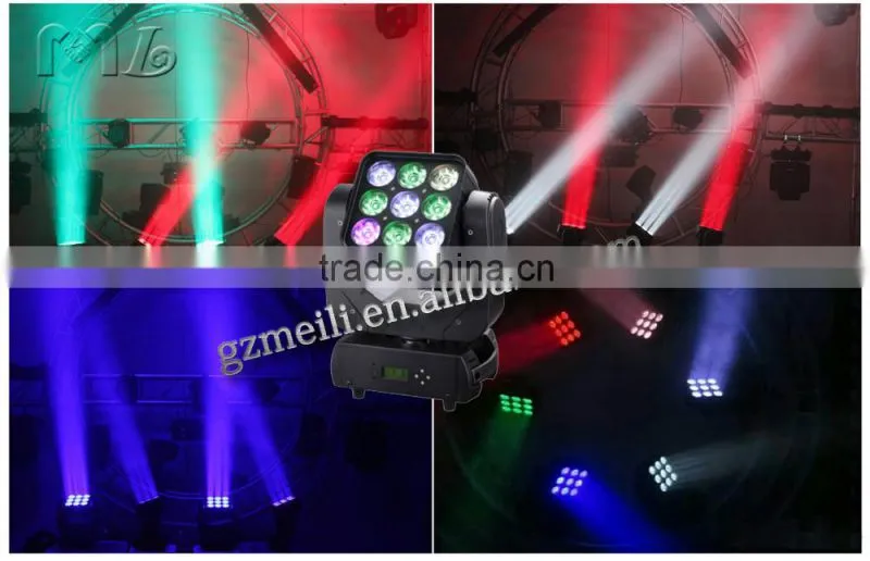 Professional Lighting 9pcs 12w 4 in 1 Matrix Led Moving Head