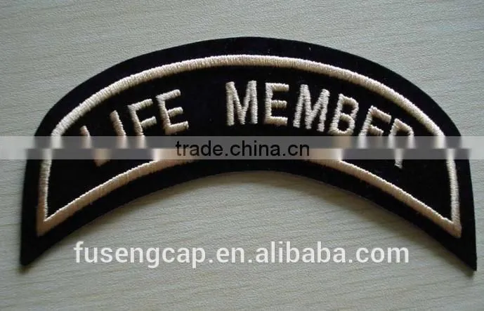 Newly fashion letters style curved shape embroidery badges