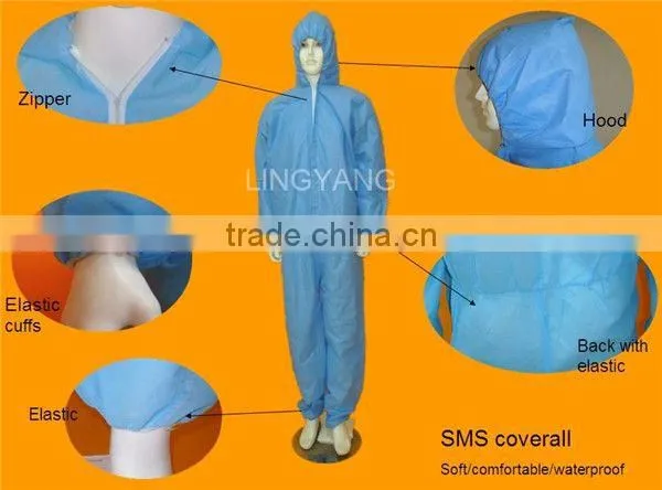 Reflective Safety Waterproof Disposable Nonwoven Coverall