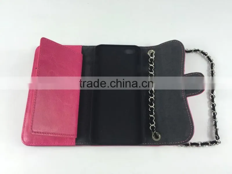 fashion style PU leather wallet case with mirror and card holder for iPhone 6