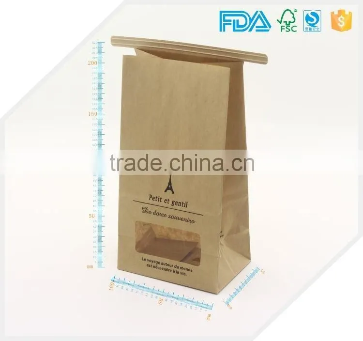 kraft paper bag disposable bag with window for nuts custom logo