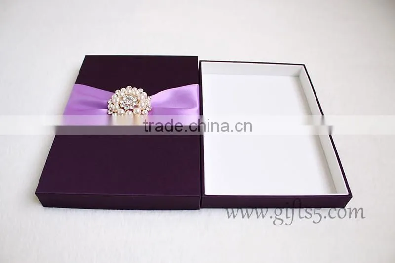 2016 latest Wedding Gift Box for invitation cards with ribbon custom made